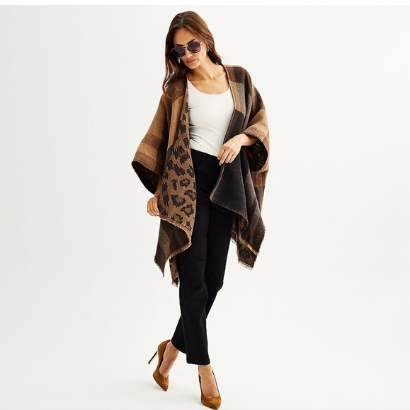 REVERSIBLE Poncho O/S fits most - Picture 4 of 8